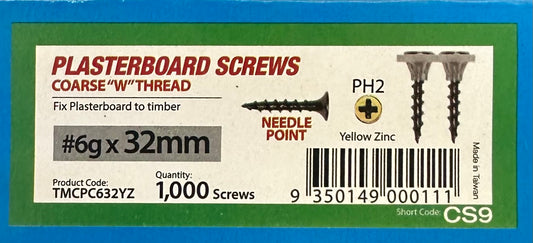 Screws 32mmx6g Collated Coarse Needle 1000 (TMCPC632YZ)
