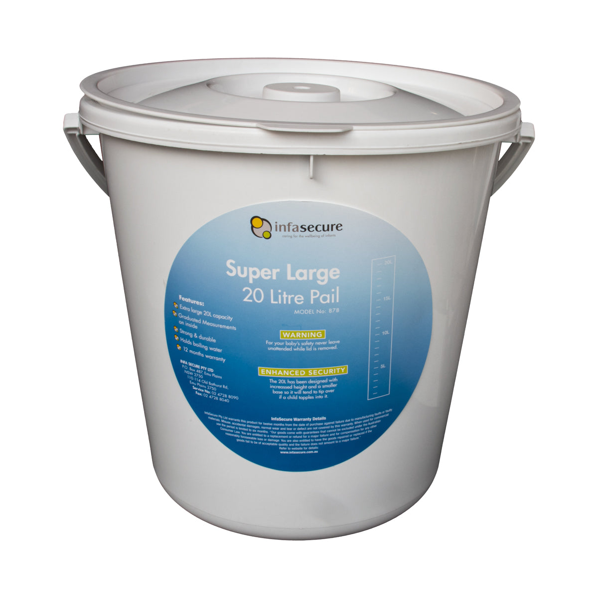 Bucket with Lid White 20ltr